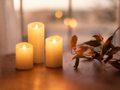 Flameless LED Pillar Candles, Set of 3, Ivory, with Remote in a real room