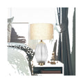 Ribbed Clear Glass Table Lamp with Gold Base and Drum Shade