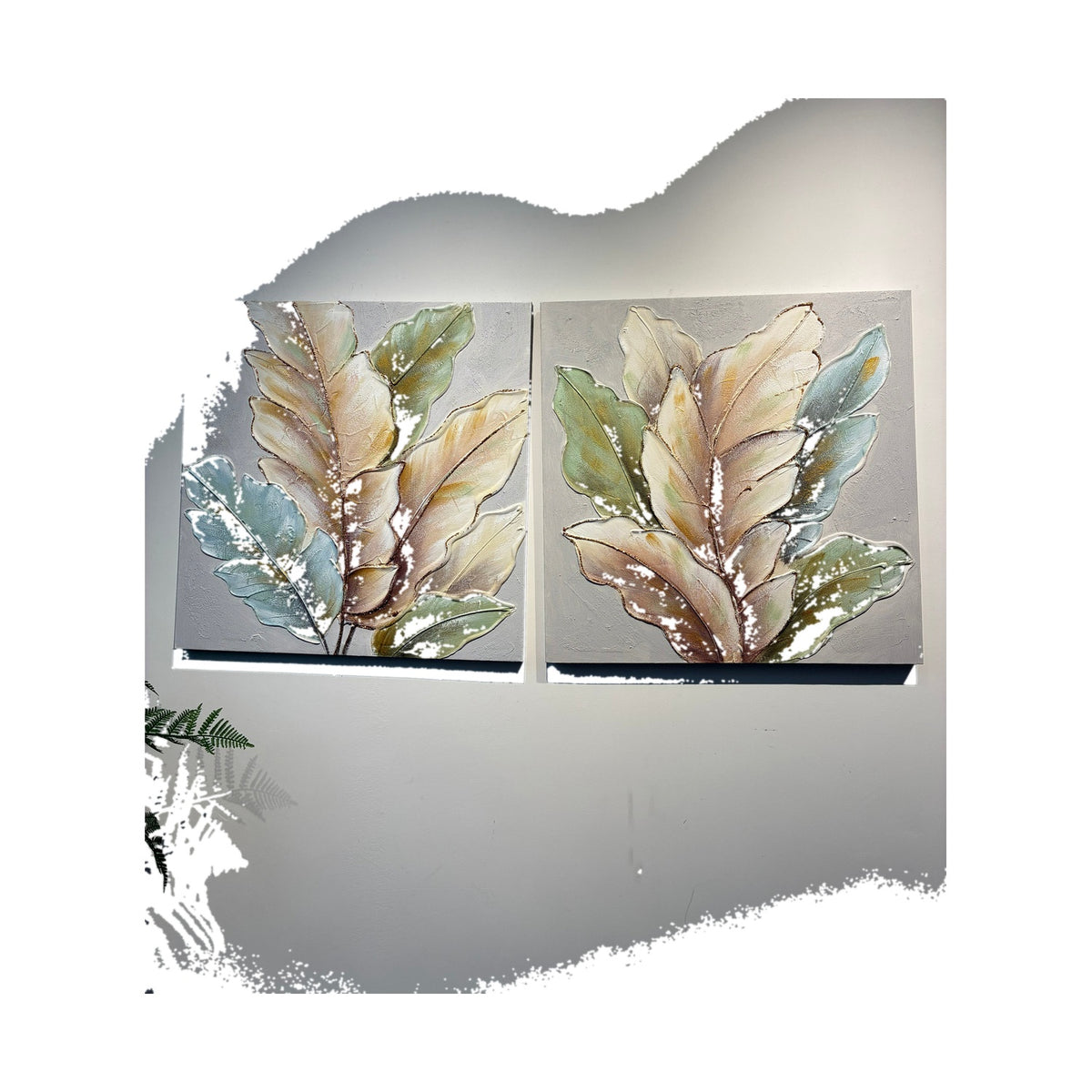 Textured Leaf Canvas Wall Art, Set of 2, 24 x 24 in